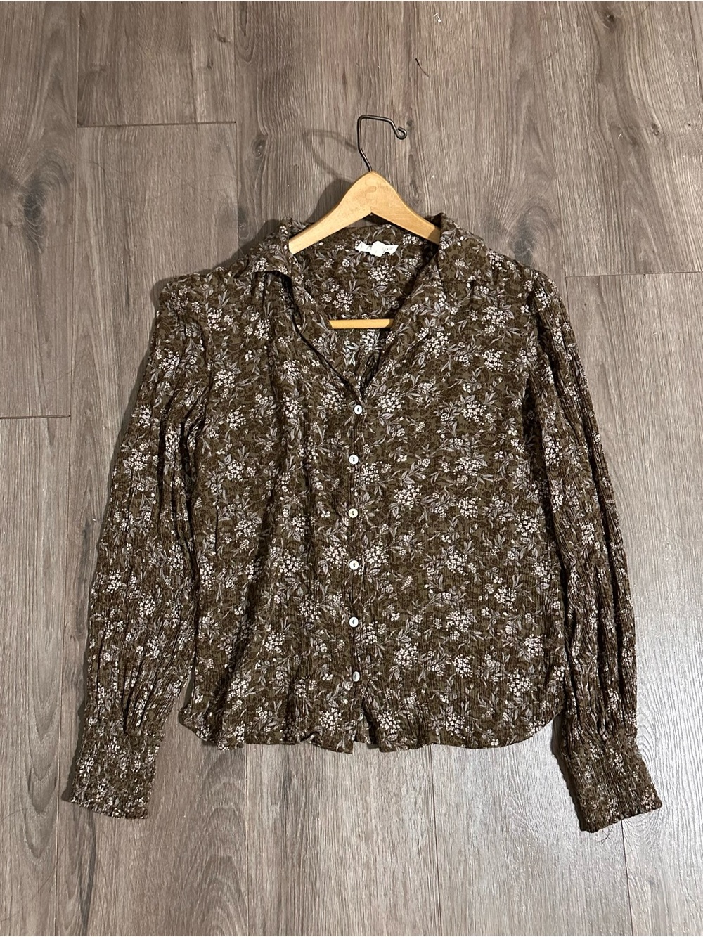 Promesa Top Brown Botanical Floral Pheasant  Bohemian